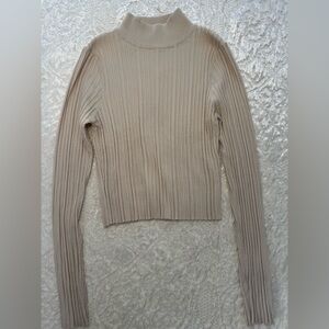 DISSH Cream Ribbed Knit Sweater. Minimalist old money quiet luxury
